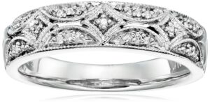 amazon essentials sterling silver diamond accent band ring, size 7 (previously amazon collection)