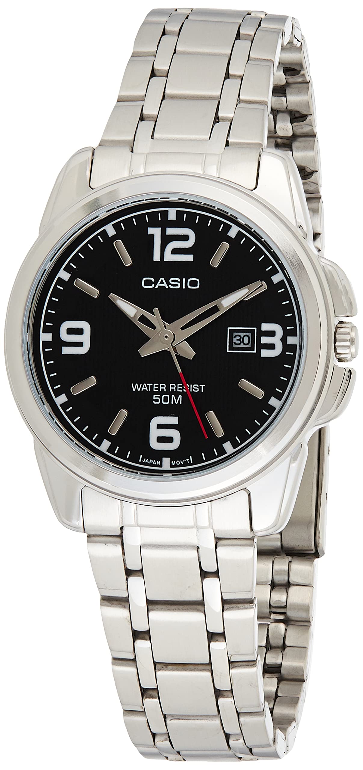 Casio Women's LTP1314D-1AV Silver Stainless-Steel Quartz Watch with Black Dial