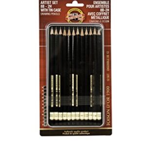 Koh-I-Noor Toison d'Or Graphite Pencil Artist Set, 12 Pencils Per Tin and Blister Carded (FA15021112BC)