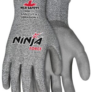 MCR Safety Cut Resist Gloves, Textured Finish, XL, PR, Gray, N9677XL, X-Large