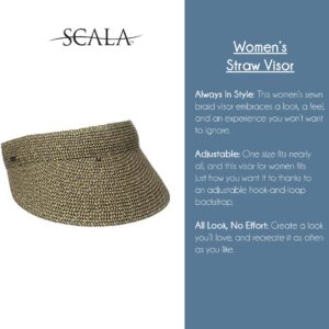 Scala Women's Paper Braid Visor, Toast, One Size