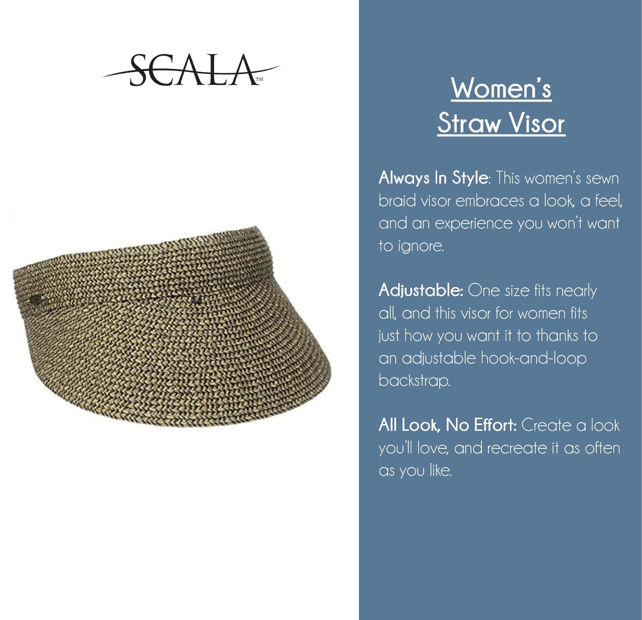 Scala Women's Paper Braid Visor, Toast, One Size