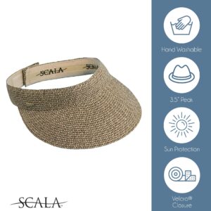 Scala Women's Paper Braid Visor, Toast, One Size