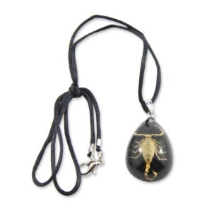 REALBUG Gold Scorpion Necklace, Black, Small