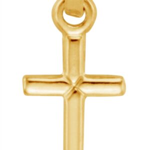 Solid 14K Yellow Gold Traditional Classic Small Tiny Cross Pendant Charm (Height = 1/2" , Width = 1/4") - Jewelry Gifts For Women Wife Mom Gifts For Men Husband Dad