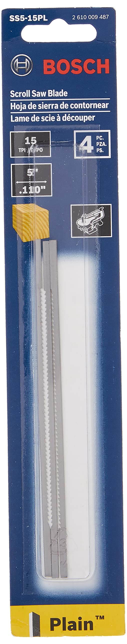 BOSCH SS5-15PL 5-Inch by 15TPI Plain End Scroll Blade