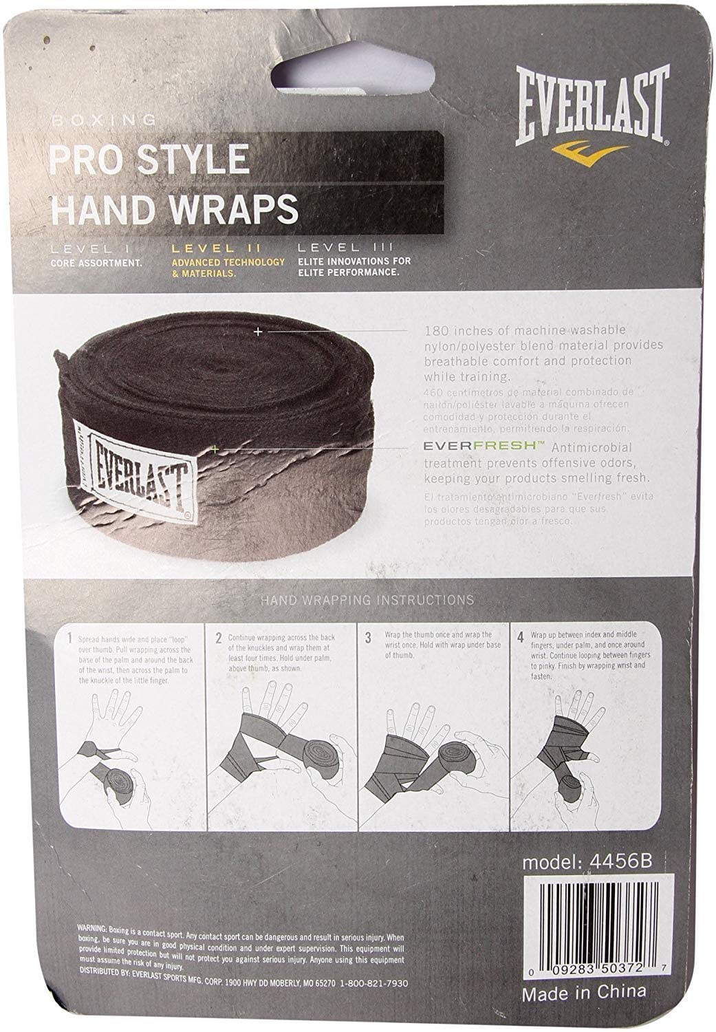 Everlast Worldwide 108-Inch Hand Wrap (Black)