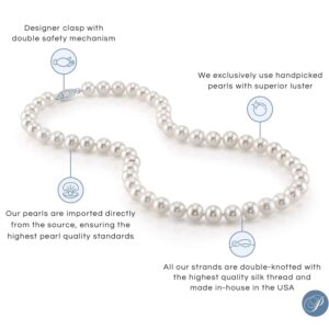 The Pearl Source 14K Gold 7-7.5mm AAA Quality Round White Akoya Cultured Pearl Necklace, Bracelet & Earrings Set in 18" Princess Length for Women