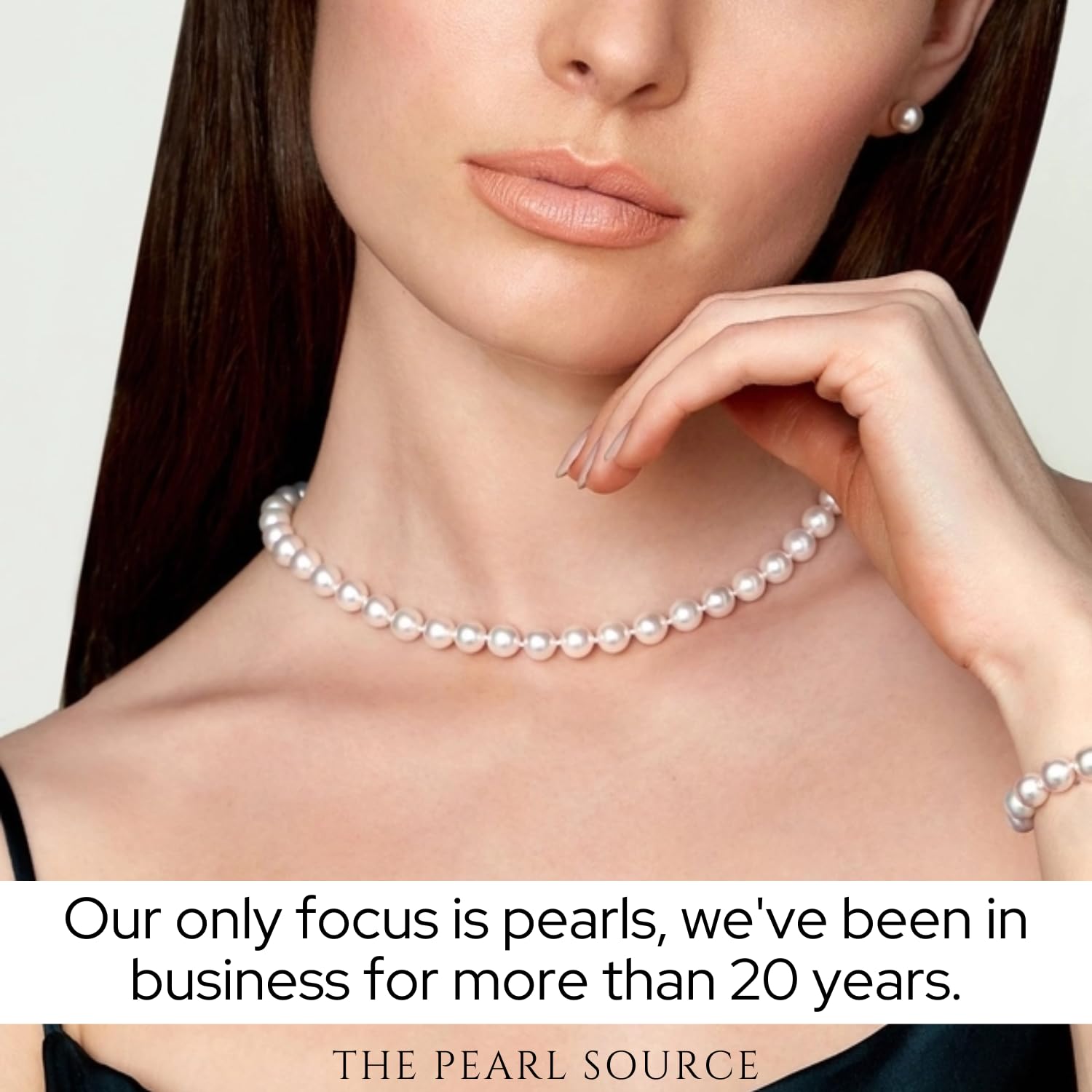 The Pearl Source 14K Gold 7-7.5mm AAA Quality Round White Akoya Cultured Pearl Necklace, Bracelet & Earrings Set in 18" Princess Length for Women