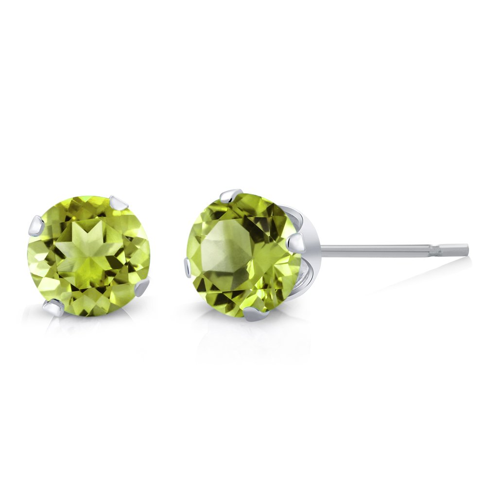 Gem Stone King 925 Sterling Silver Set of 6 Round 4MM Gemstone Stud Earrings - Amethyst, Topaz, Garnet, Citrine, Peridot - Sparkling and Elegant Jewelry for Women