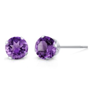 Gem Stone King 925 Sterling Silver Set of 6 Round 4MM Gemstone Stud Earrings - Amethyst, Topaz, Garnet, Citrine, Peridot - Sparkling and Elegant Jewelry for Women