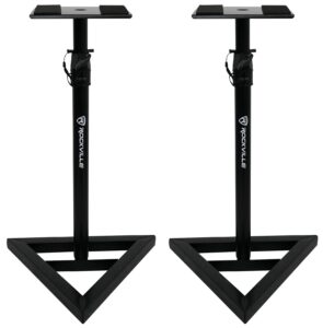 rockville rvsm1 pair of near-field studio monitor stands w/ adjustable height,black