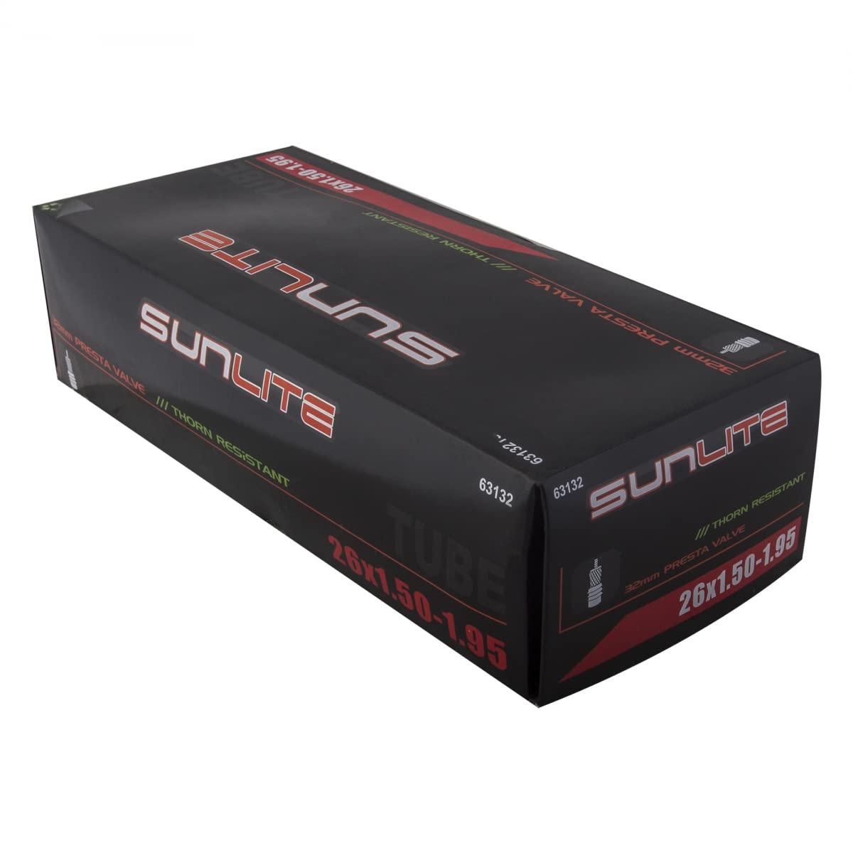 Sunlite Thorn Resistant Presta Valve Tubes, 26 x 1.50-1.95" / 32mm, Black