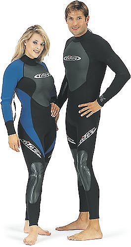 3/2mm Tilos Mens Full SuperStretch Titanium Wetsuit Skin Chest Jumpsuit, Black/Blue, MD