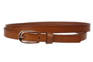 women's 1/2" (13 mm) skinny cowhide full grain leather dress belt, tan | l - 38"