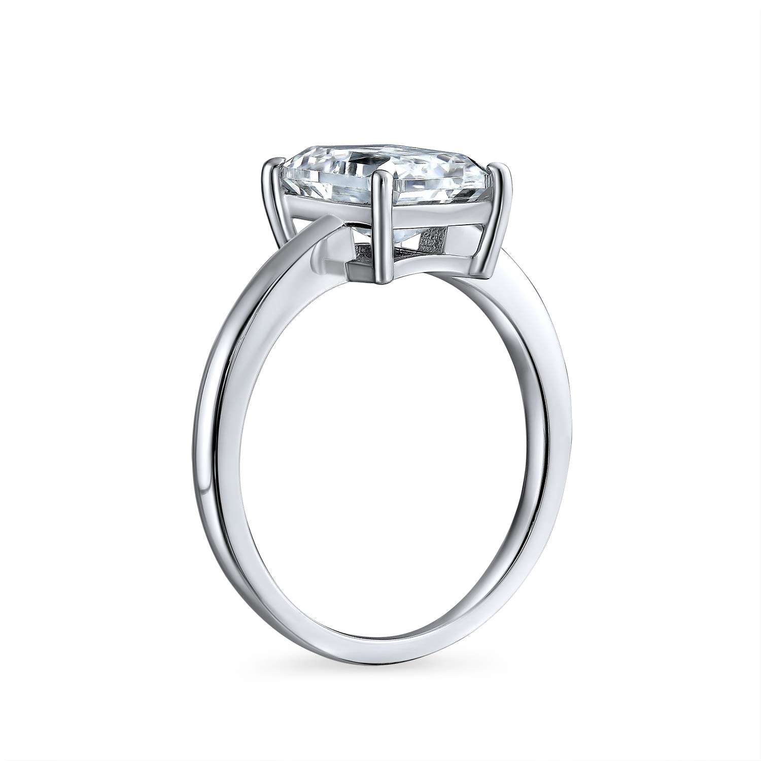 Bling Jewelry Classic Timeless Simple 2.5CT Rectangle Brilliant Emerald Cut AAA CZ Promise Solitaire Engagement Ring For Women Thin Band .925 Sterling Silver