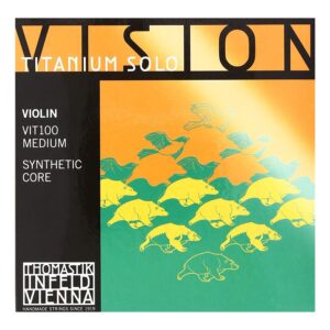 thomastik vision titanium solo violin strings set, titanium 4/4 size