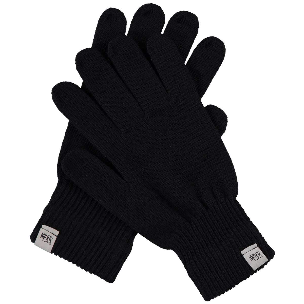 Minus33 Merino Wool Glove Liner - Warm Base Layer - Ski Liner Glove - 3 Season Wear - Multiple Colors and Sizes - Black - Large