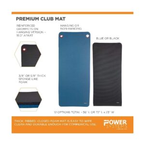 Power Systems Premium Hanging Club Exercise Mat, 72 x 23 x 5/8 Inches Thick, Jet Black (93832)