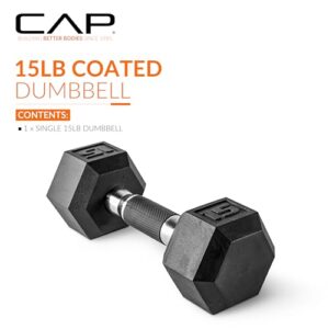 CAP Barbell Coated Dumbbell Weights with Padded Grip, 15-Pound