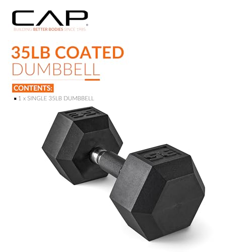 CAP Barbell Coated Dumbbell Weights with Padded Grip, 35-Pound