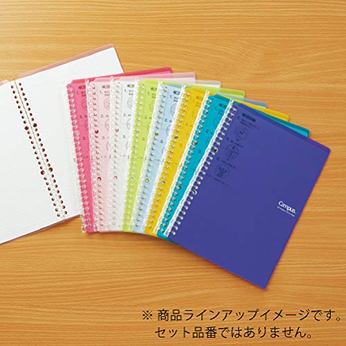 Kokuyo Campus Smart Ring Binder, B5 Yellow Green Binder Notebook Up to 25 Sheets 26 Holes Slim Binder Folder with 10 Extra Campus Sarasara Loose-Leaf Paper for Work & Study, Japan Import (RU-SP700YG)