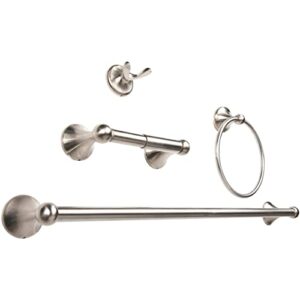 wholesaleplumbing 4-piece bathroom hardware accessory set with 24" towel bar - satin nickel