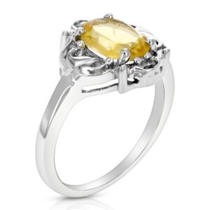 VIR JEWELS 1.60 cttw Citrine Ring .925 Sterling Silver with Rhodium Plating Oval Shape Size 8