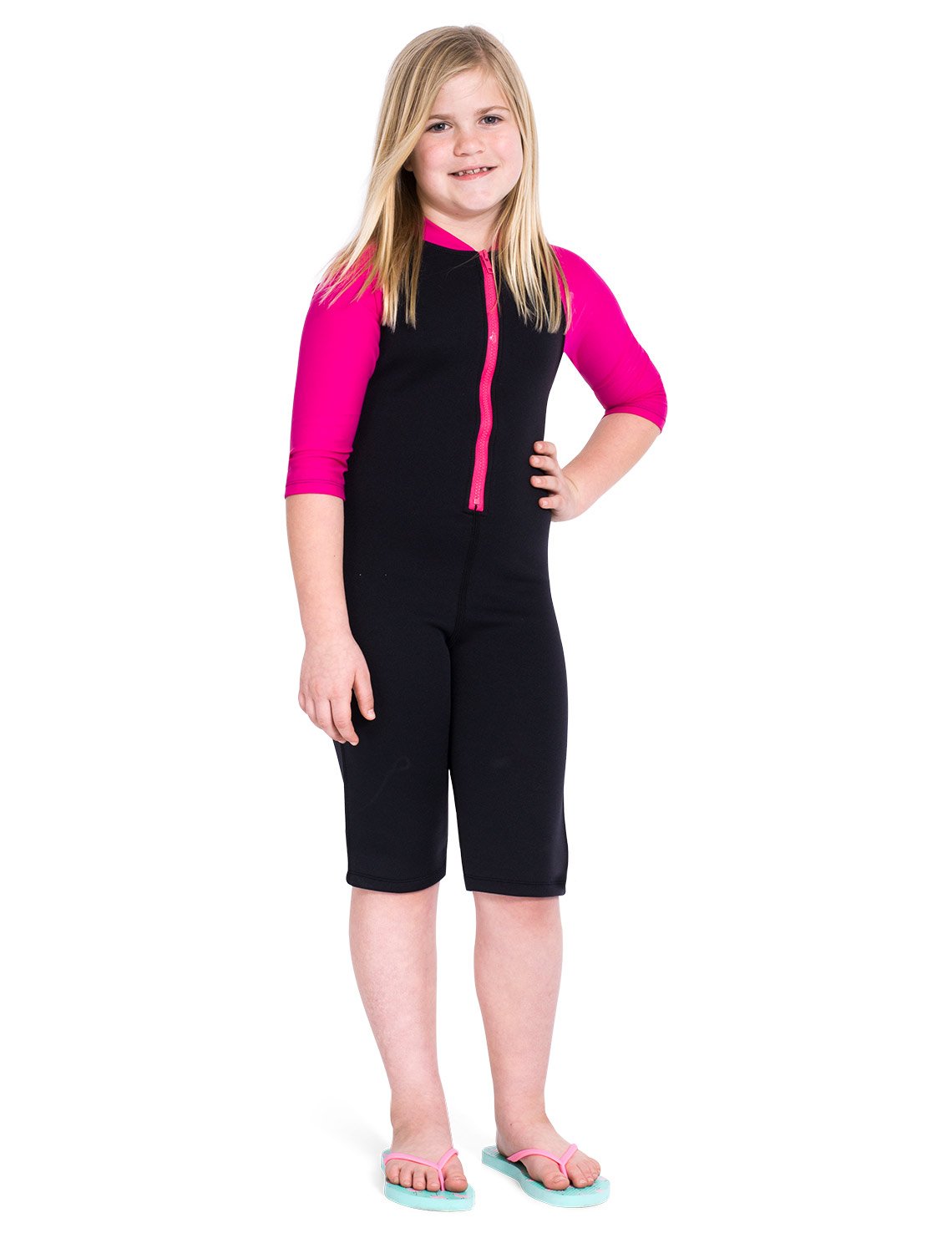 Tuga Girls Shorty 1.5mm Neoprene/Spandex Wetsuit (UPF 50+), Fuchsia, M (9/10 yrs)