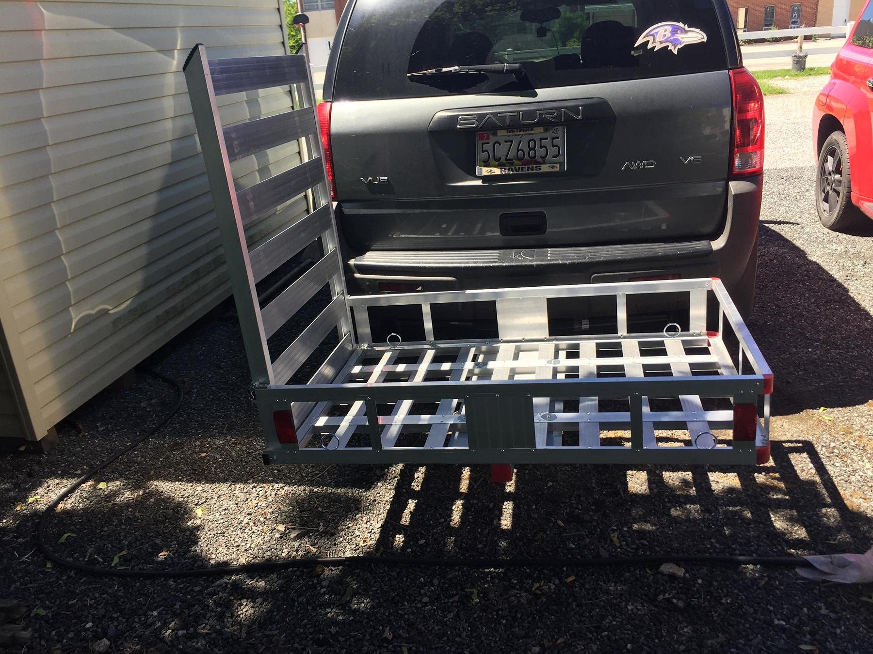 Haul Master 500 lb. Capacity Hitch Mount Aluminum Mobility Wheelchair & Scooter Carrier Ramp