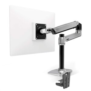 ergotron – lx premium monitor arm, single monitor desk mount – fits flat curved ultrawide computer monitors up to 34 inches, 7 to 25 lbs, vesa 75x75mm or 100x100mm – tall pole, polished aluminum