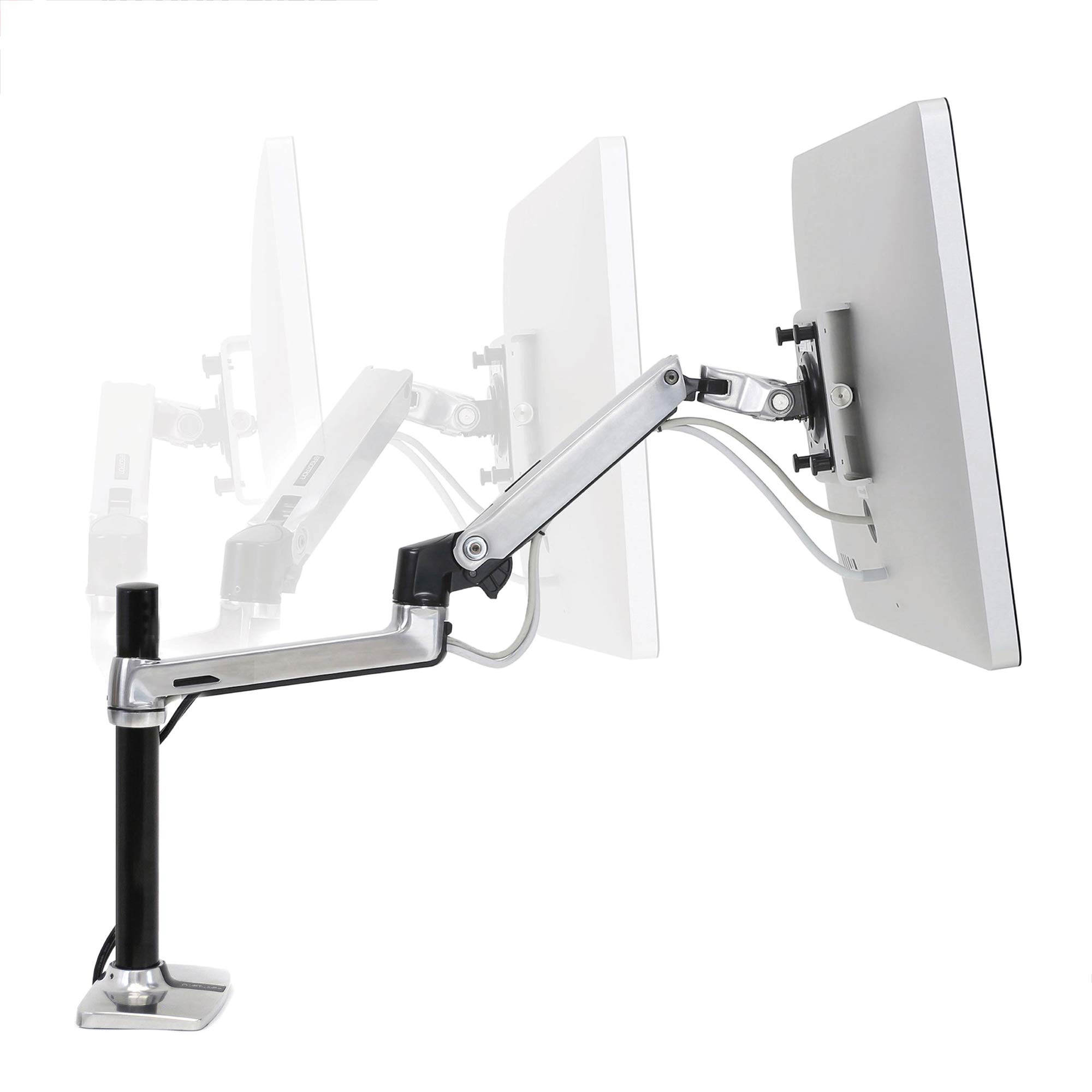 Ergotron – LX Premium Monitor Arm, Single Monitor Desk Mount – fits Flat Curved Ultrawide Computer Monitors up to 34 Inches, 7 to 25 lbs, VESA 75x75mm or 100x100mm – Tall Pole, Polished Aluminum