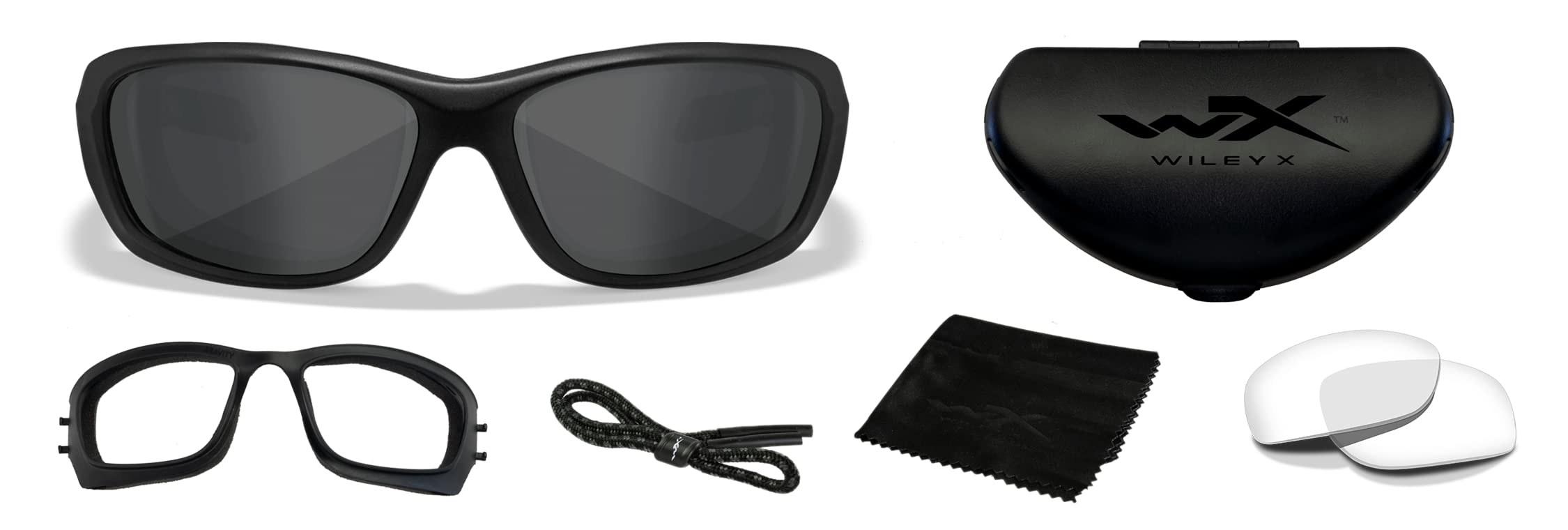 Wiley X WX Gravity Sunglasses, Safety Glasses for Men and Women, UV Eye Protection for Shooting, Fishing, Biking, and Extreme Sports, Matte Black Frames, Smoke Grey Tinted Lenses