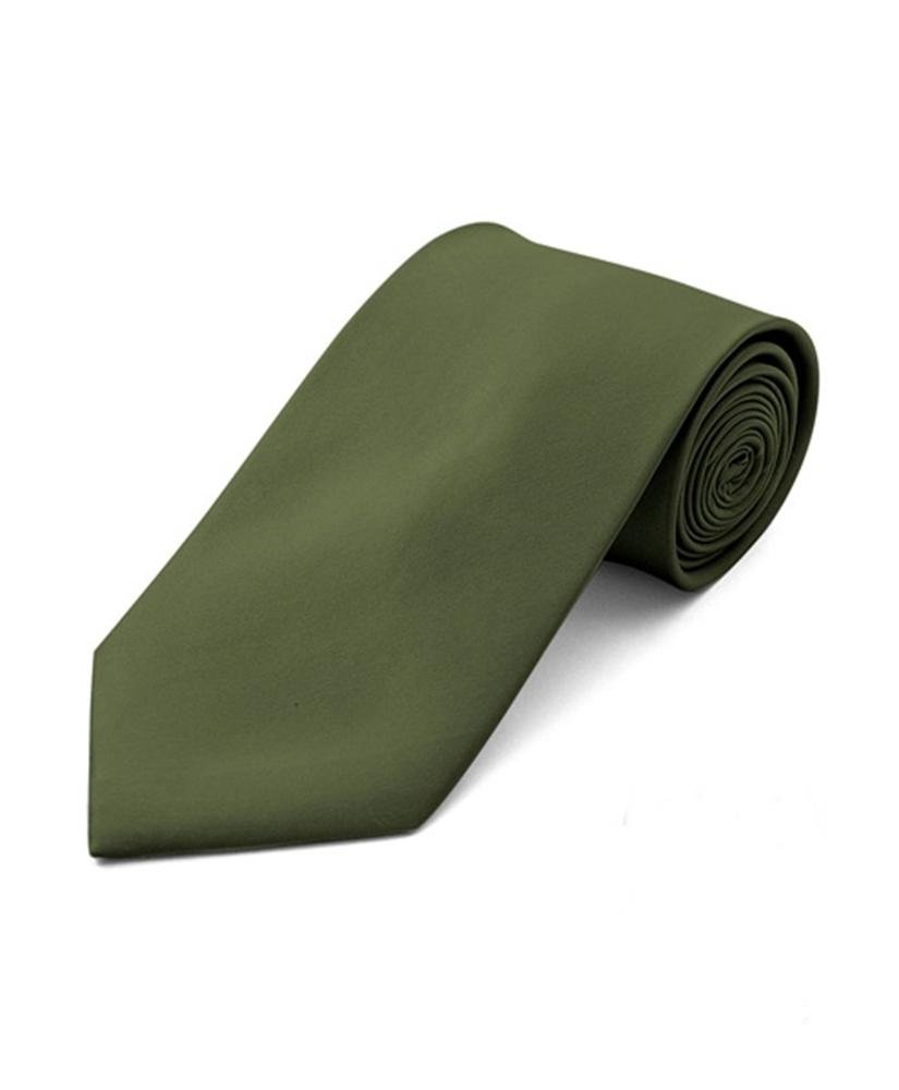 TheDapperTie Men's Classic Wedding Solid Olive Green Wedding Neck Tie