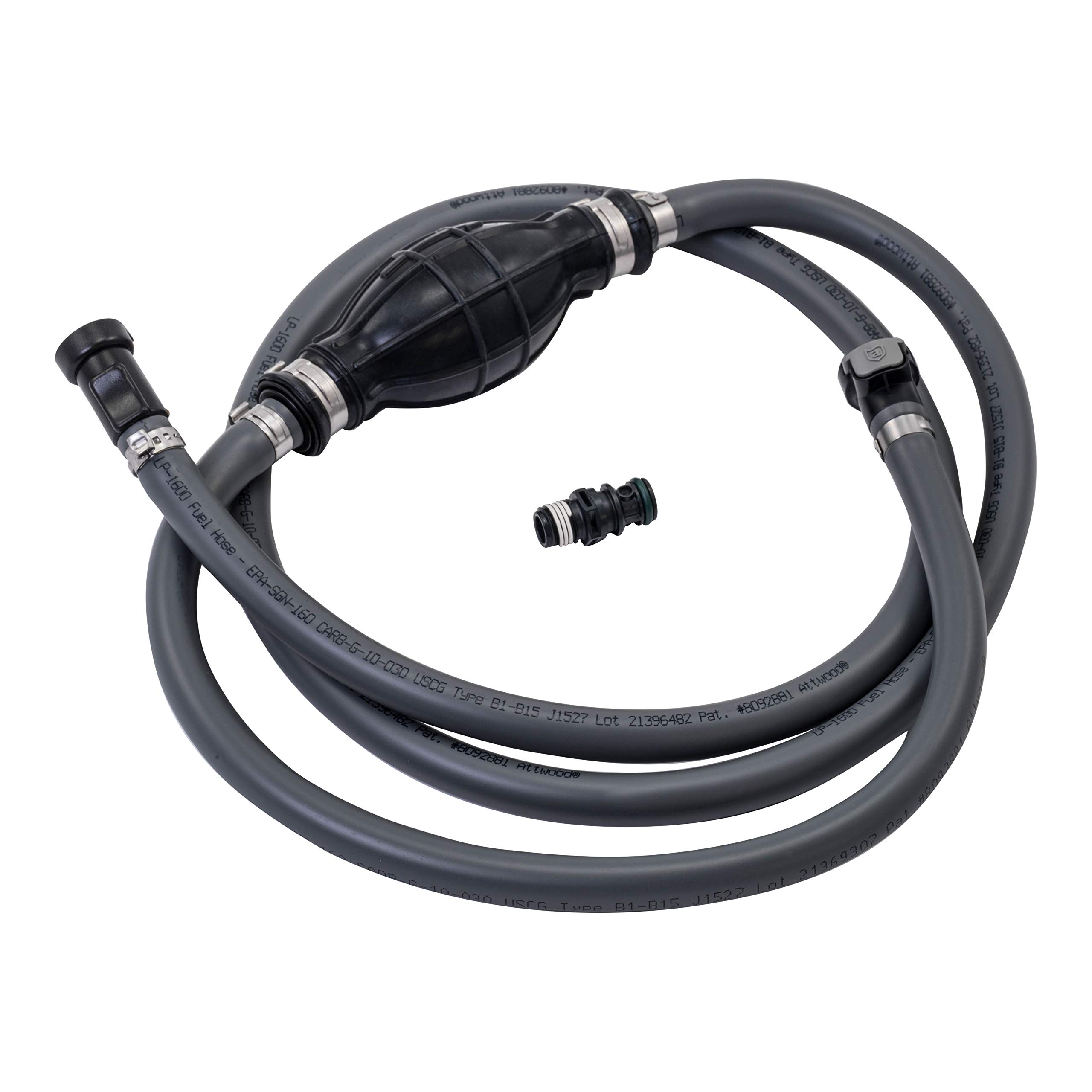 Attwood 93806EUS7 Marine Boat Fuel Line Kit with Universal Sprayless Fuel Connector, 6-Foot x 3/8-Inch - Johnson/Evinrude