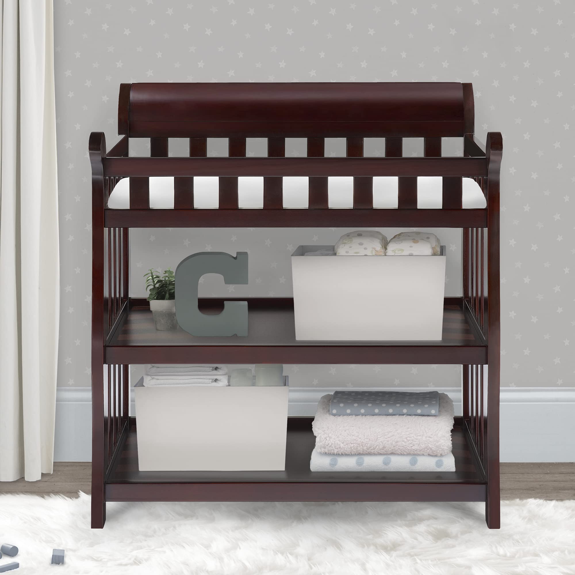 Delta Children Eclipse Changing Table with Changing Pad, Espresso Cherry