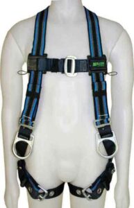 honeywell miller by honeywell e650d-58/s/mbl duraflex 650 series full-body stretchable harness with tongue buckle legs straps, small/medium, blue