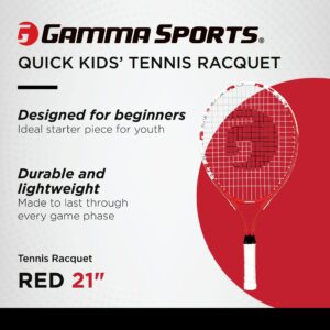 GAMMA Sports Junior Tennis Racquet: Quick Kids 21 Inch Tennis Racket - Prestrung Youth Tennis Racquets for Boys and Girls - 93 Inch Head Size - Red