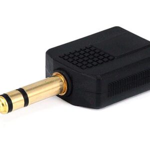 Monoprice 6.35mm (1/4 Inch) Stereo Plug to 2 x 6.35mm (1/4 Inch) Stereo Jack Splitter Adaptor - Gold Plated