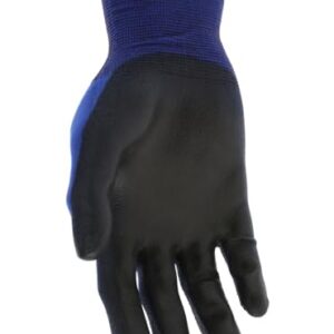 MCR Safety Gloves N9696M Ninja Lite Work Gloves 18 Gauge Blue Nylon Shell Polyurethane (PU) Coated Palm and Fingertips, Medium ,Black/Blue