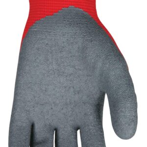 Memphis Gloves MCR Safety Large Ninja Flex 15 Gauge Gray Latex Palm And Fingertips Coated Work Gloves With Red Nylon Liner And Knit Wrist, Gray/Red (N9680L)