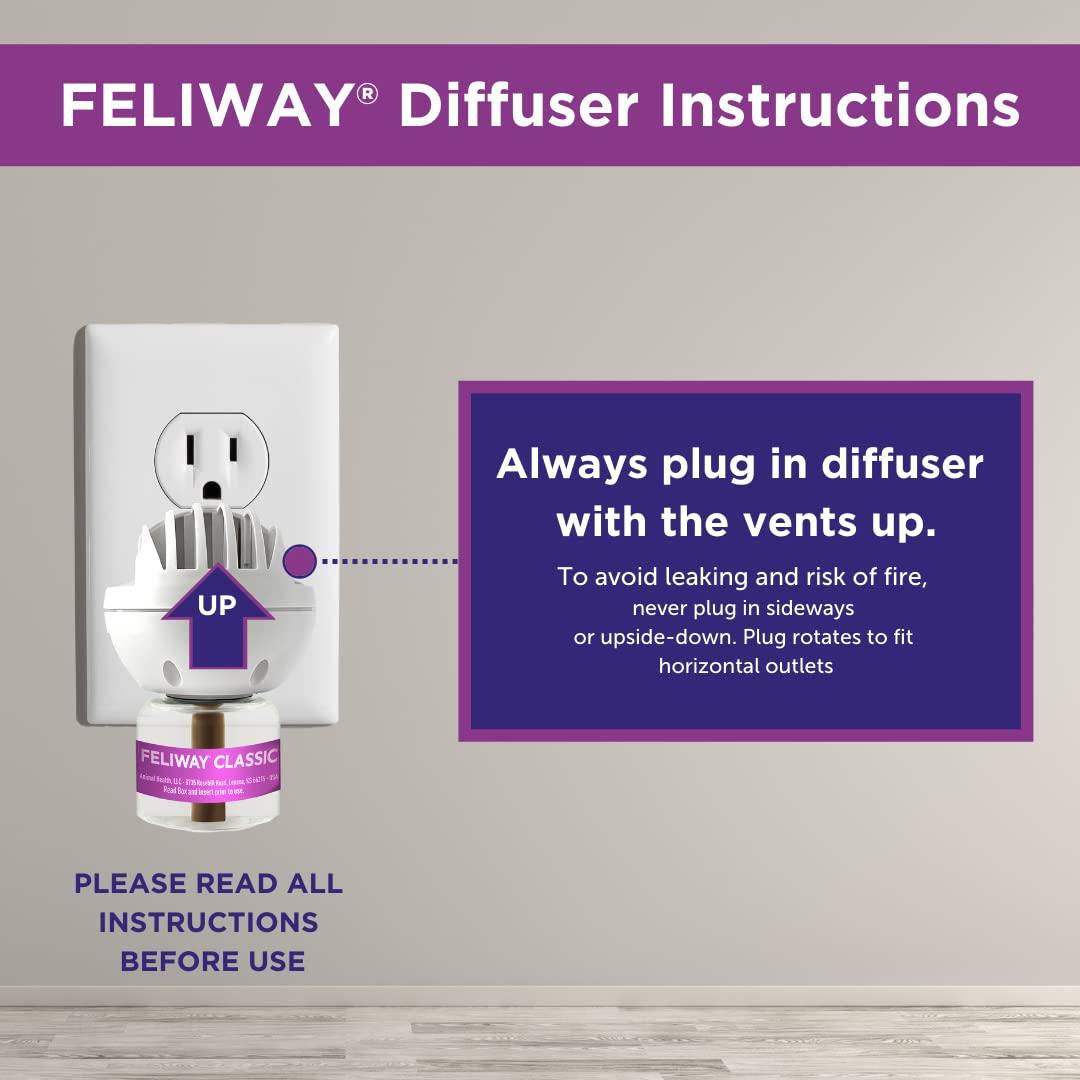 FELIWAY Classic Cat Calming Pheromone, 30 Day Refill - 3 Pack,Purple