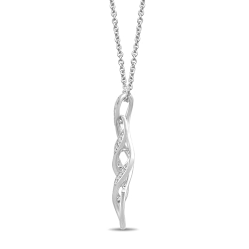 Amazon Essentials Women's Sterling Silver Diamond Twist Pendant Necklace (1/10 cttw), 18" (previously Amazon Collection)