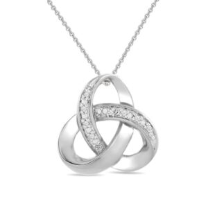 amazon essentials sterling silver diamond accent love knot pendant necklace , 18" (previously amazon collection)