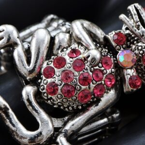 Alilang Silvery Tone Shine Pink Crystal Rhinestones Cute Cat Animal Adjustable Ring