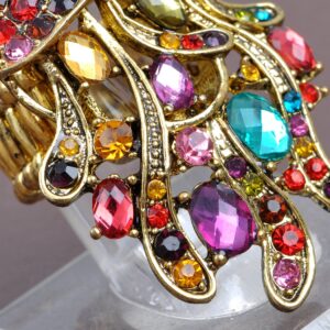 Alilang Rainbow Colorful Crystal Rhinestone Jellyfish Poison Tentacles Bejeweled Rings