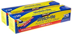 kirkland signature stretch tite plastic wrap pack x 750' 1" (1500 sq'),, none, 2.0 count 2