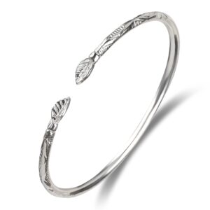 Better Jewelry Leaf Ends Solid .925 Sterling Silver West Indian Bangles (Pair) (MADE IN USA)