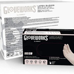 GLOVEWORKS Industrial Ivory Latex Gloves, Case of 1000, 4 Mil, Size Large, Powder Free, Textured, Disposable, TLF46100