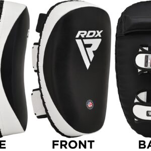 RDX Thai Pads for Kickboxing Muay Thai with Solid Handle Grip, Maya Hide Leather Curved Strike Shield for Boxing MMA Taekwondo Martial Arts, Training Combat Sports Knees Elbows Kicks Punches